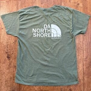 Green Hanes EcoSmart Da North Shore Hawaii T-Shirt that mimics the north face
